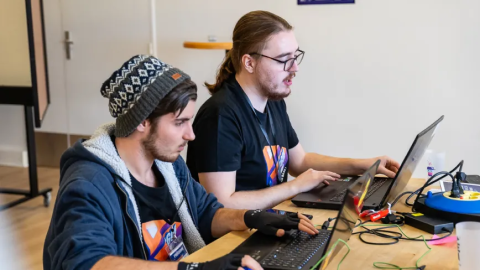 A picture of Jordan Septier (me) and a friend working on a project