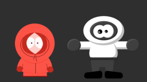 Image of Kenny from South Park and an alien from Dashing Krew